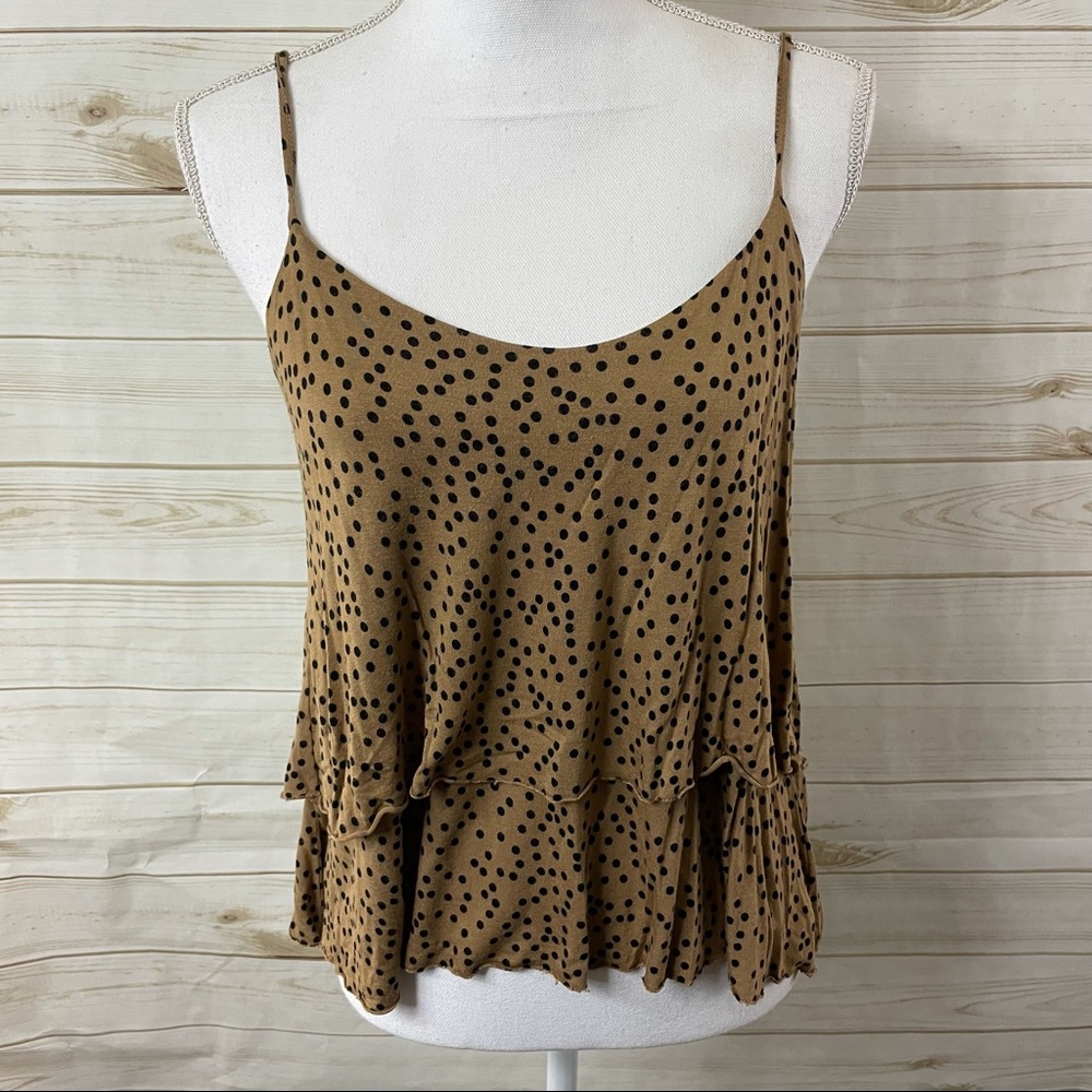 Old Navy Brown Polka Dot Ruffle Sleeveless top